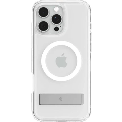 Afbeelding van Spigen Hoesje Geschikt voor Apple iPhone 16 Pro Slim Armor Essential S MagFit Compatibel met MagSafe Back Cover Uitklapbare Standaard Transparant