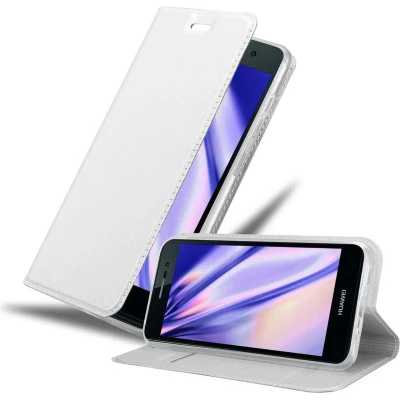 Afbeelding van Cadorabo Hoesje geschikt voor Huawei ASCEND P7 in CLASSY ZILVER Beschermhoes met magnetische sluiting, standfunctie en kaartvakje Book Case Cover Etui