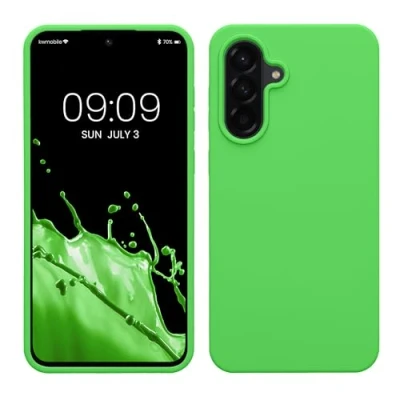 Afbeelding van kwmobile telefoonhoesje geschikt voor Samsung Galaxy A56 5G Hoesje met siliconen coating Smartphone case in limoengroen