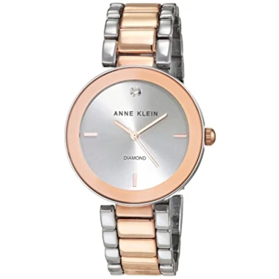 Afbeelding van ANNE KLEIN Dameshorloge met echte diamanten wijzerplaat, zilver/roségoud, AK/1363SVRT