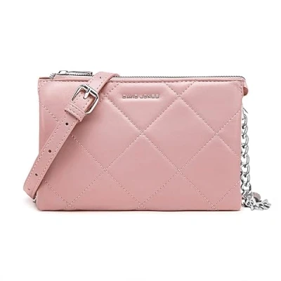Afbeelding van David Jones Kleine Schoudertas voor dames Gewatteerde kunstleren kettingtas Handtas Avond tas Telefoon Modieuze Elegante Mode Clutch City, Roze, Elegant