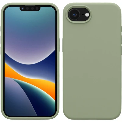 Afbeelding van kwmobile telefoonhoesje geschikt voor Apple iPhone 16e Hoesje met siliconen coating Smartphone case in grijsgroen