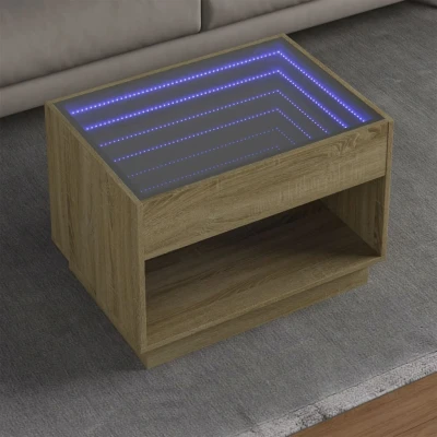 Afbeelding van Salontafel met Infinity LED 70x50x50 cm sonoma eikenkleurig