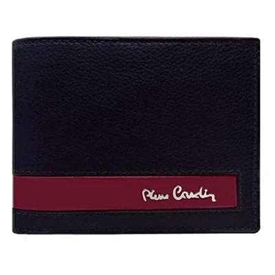 Afbeelding van Pierre Cardin portemonnee voor heren, echt leer, slank, man, kleine slanke rfid, cadeau, met portemonnee, bankbiljettenhouder, jongensportemonnee, Zwart/Rood, informeel