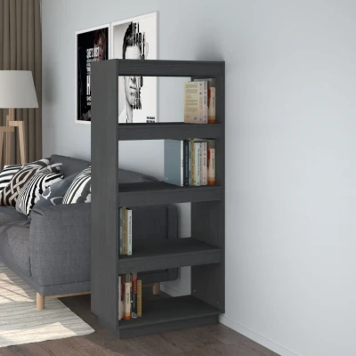 Afbeelding van Boekenkast/kamerscherm 60x35x135 cm massief grenenhout grijs
