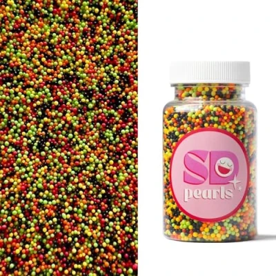 Afbeelding van SD Pearls Mélange de perles sucre, sucre comestibles, décoration gâteau, décoratives pour biscuits, gâteaux, cupcakes, beignets, dessert (Halloween, 100 g)