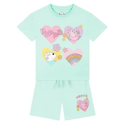 Afbeelding van Peppa Pig T shirt en shorts voor meisjes, set van katoenen kleding kinderen, Blauw, 3 4 jaar