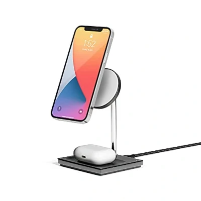 Afbeelding van Native Union Snap 2 in 1 magnetische draadloze oplader, oplaadhouder voor 14/14 Plus/14 Pro/14 Pro Max met pad AirPods (Pro/Pro 2), instelbare hoek en discrete led indicatoren