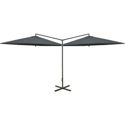Afbeelding van Parasol dubbel met stalen paal 600 cm antracietkleurig