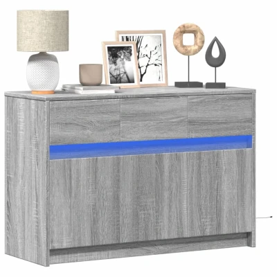 Afbeelding van vidaXL Tv meubel met LED 91x34x61 cm bewerkt hout grijs sonoma eiken