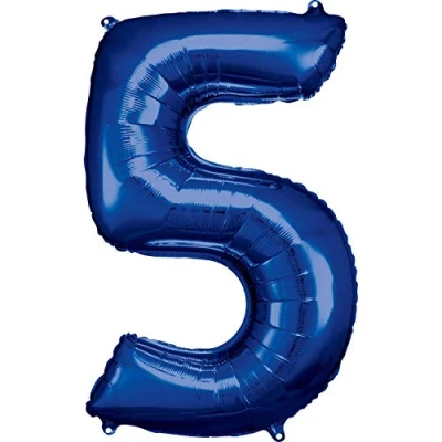 Afbeelding van Amscan Folieballon 58 X 86 Cm Nummer 5 Blauw