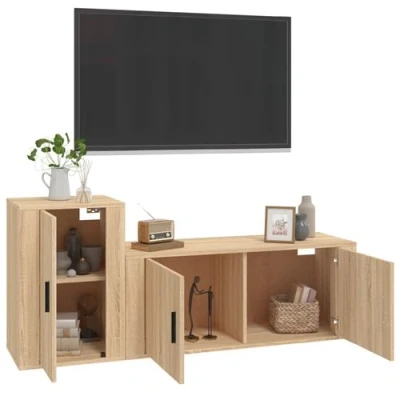 Afbeelding van vidaXL 2 delige Tv meubelset bewerkt hout sonoma eikenkleurig