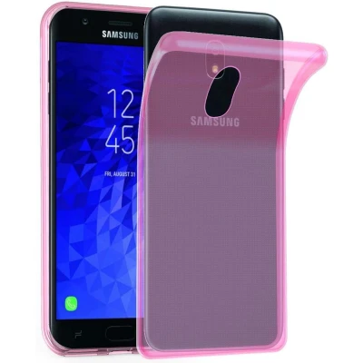 Afbeelding van Cadorabo Hoesje geschikt voor Samsung Galaxy J3 2018 in TRANSPARANT ROZE Beschermhoes gemaakt van flexibel TPU Silicone Case Cover