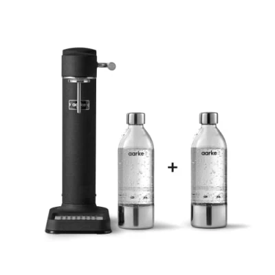 Image de Aarke Carbonator 3, Machine à Soda avec 2 x Bouteilles d&#039;eau (800ml), Finition Noir mat