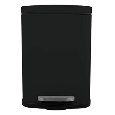 Image de Spirella Poubelle Akira 5 litres avec pédale, en noir mat, verre rembourré et intérieur Collection Cube, 21,4 x 17,6 30 cm