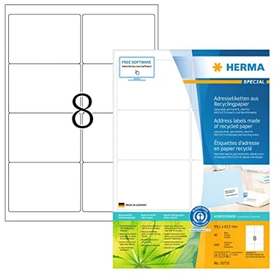 Afbeelding van Etiket HERMA recycling 10732 99.1x67.7mm 640stuks wit