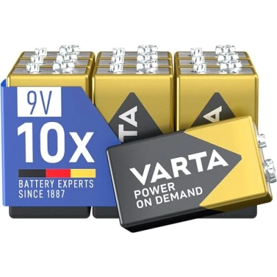 Afbeelding van VARTA Batterijblok 9 V, 10 stuks, power on demand, alkaline, magazijnverpakking, intelligent, flexibel, krachtig, voor rookmelder, brandmelder, exclusief op Amazon