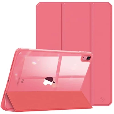 Afbeelding van Fintie Hybride hoes voor iPad 10e generatie 2022, 10.9, ultradunne beschermhoes met transparante achterkant automatische slaap/wake, roze