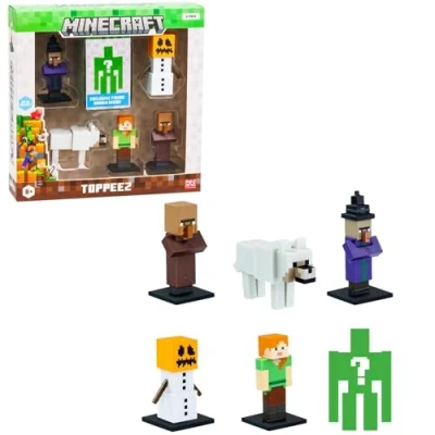 Afbeelding van Bandai Minecraft Set met 6 figuren om te verzamelen van kleine waarvan 1 mysterie Videospel en filmcollectie Speelgoed vanaf 8 jaar PMM2060