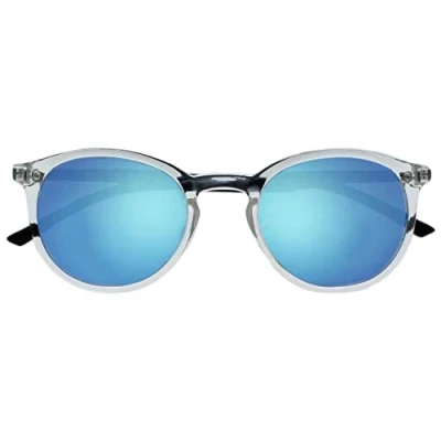Afbeelding van Opulize Met grote comfortabele transparante zwarte wapens blauwe reflecterende lens mannen vrouwen lezers zon UV400 S60 C +0,00
