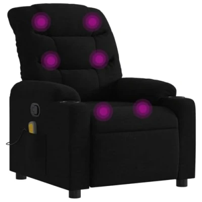 Image de vidaXL Fauteuil de massage inclinable Noir Tissu373476