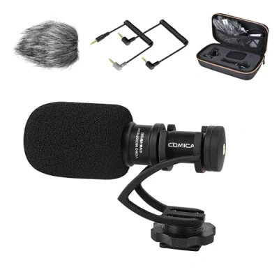 Afbeelding van comica CVM VM10II compacte camera condensatormicrofoon met Wind Muff Cardioid Shotgun microfoon voor DSLR Canon, Nikon, Fuji, Sony, Panasonic, smartphones enz. (zwart)