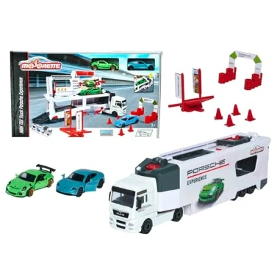 Afbeelding van Majorette 212053304 TGX Truck Porsche Experience+ 2 auto&#039;s, wit