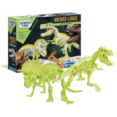 Afbeelding van Dinosaurus Clementoni Archéo Ludic T Rex &amp; Triceratops Phosphorescent