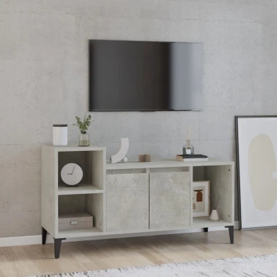 Afbeelding van Tv meubel 100x35x55 cm bewerkt hout betongrijs