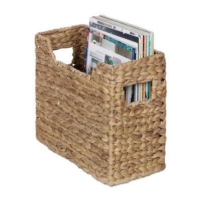 Afbeelding van Relaxdays Tijdschriftenhouder van waterhyacint (h x b d): 25 34,5 15,5 cm, gevlochten aktetas, organizer, naturel