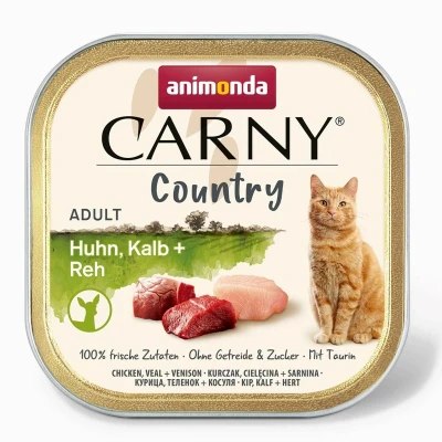 Afbeelding van 32x100g Country Adult Kip, Kalf &amp; Ree Animonda Carny Kattenvoer