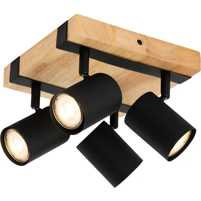 Afbeelding van QAZQA jeana Moderne Plafondspot Spotje Opbouwspot 4 lichts L 20 cm Naturel Industrieel Woonkamer Slaapkamer Keuken