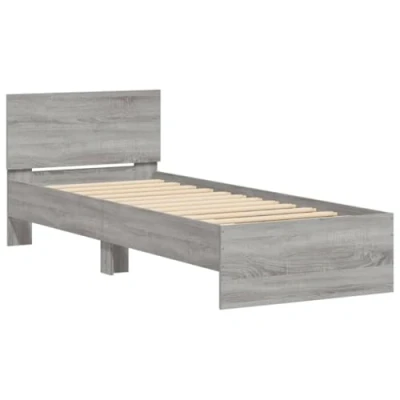Afbeelding van Bedframe met hoofdeinde bewerkt hout grijs sonoma 90x200 cm
