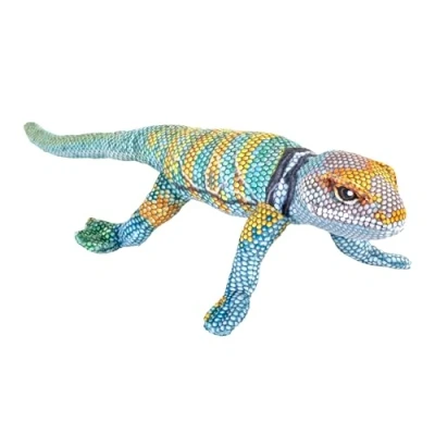 Afbeelding van Wild Republic Hagedis knuffel pluche blauw/geel 35 cm knuffeldier gekko reptielen knuffeldieren