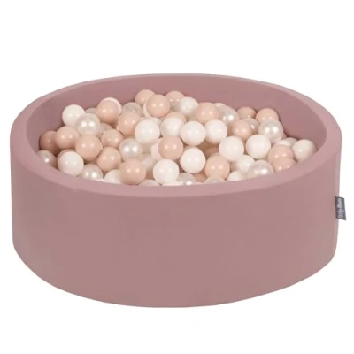 Afbeelding van KiddyMoon Ballenbad voor baby&#039;s, rond, 90 x 30 cm/200 ballen, 7 cm, ballenbak, speelgoed kinderen, Berue: pastelbeige/wit/parel