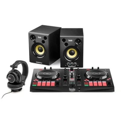 Afbeelding van Hercules DJ Essentials kit BUNDLE van DJControl Inpulse 300 MK2, DJMonitor 42 speakers en de HDP DJ60 koptelefoon alles in één om te leren en, inclusief software tutorials Met DJUCED Serato Lite
