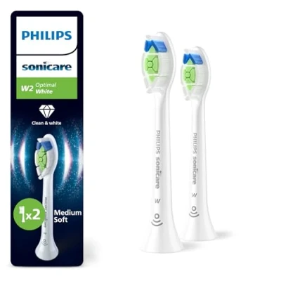 Afbeelding van Philips Sonicare Optimal White W2 Opzetborstels voor Elektrische Tandenborstel Wit Verpakking van 2 Wittere tanden HX6062/87