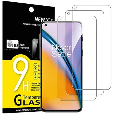 Afbeelding van NEW&#039;C 3 stuks gehard glas voor OnePlus Nord 2 5G, 2T displaybeschermfolie effectief tegen krassen zonder luchtbellen extreem robuust (0,33 mm HD ultra transparant) hardheid 9H