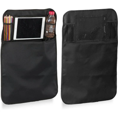 Afbeelding van relaxdays autostoel organizer kind set van 2 stuks 4 vakken bescherming zwart