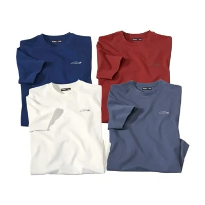 Afbeelding van ATLAS FOR MEN Set van 4 T shirts voor heren korte mouwen verkrijgbaar in grote maten M tot 5XL, Blauw, lichtgrijs, oker, marineblauw