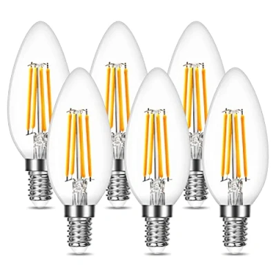 Afbeelding van Lepro Vintage E14 gloeilamp, C35, warmwit, 2700 K, 470 lm, 4 W, komt overeen met 40 kaarslamp kleine schroefbasis, niet dimbaar, 6 stuks