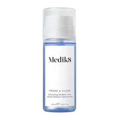 Image de Medik8 Press &amp; Clear Tonique exfoliant 2 % BHA clarifiant Acide salicylique et tranexamique Réduit les imperfections, points noirs le gras 150 ml