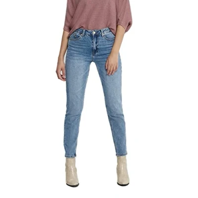Image de Jean à cheville stretch pour femme Pantalon droit unique en denim Design classique Couleur : bleu, taille 27 W/34 L, bleu médium
