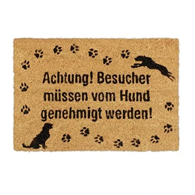 Afbeelding van Relaxdays deurmat kokos hond entreemat droogloopmat schoonloopmat print mat