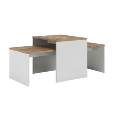 Afbeelding van Vicco DonatSalontafel set 100 x 48 cm , 2 delen Eik wit/goud