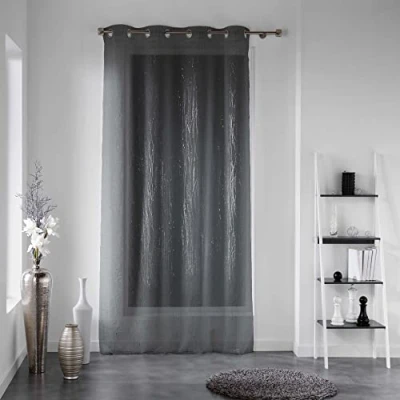 Image de Panneau a oeillets 140 x 240 cm voile sable applique filiane Anthracite Douceur d&#039;Intérieur