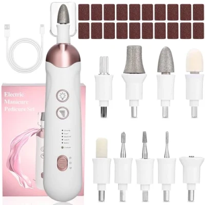 Afbeelding van Elektrische nagelvijl, manicureset voor nauwkeurig vormen en vijlen van nagels, 9 in 1 professionele nagelschuurmachine, tot 15.000 omw/min, nagelschuurmachine handen