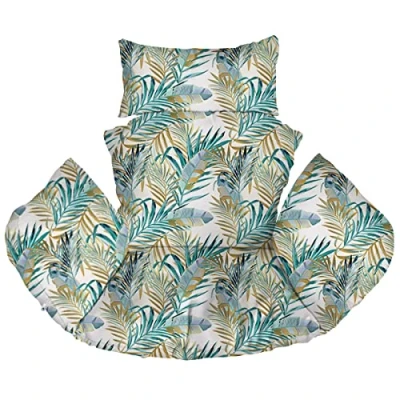 Afbeelding van Ferocity Hangende hangmat stoelkussens, waterdichte stoelbekleding, voor terras, tuin, schommel, hangmand, zitkussen, palm white [114]