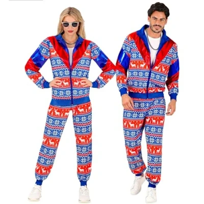Afbeelding van Widmann Grappig &amp; Fout Kostuum Chille Kerst Retro Trainingspak Groen Rood, XXL Verkleedkleding