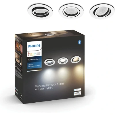 Afbeelding van Philips Hue Milliskin inbouwspot White Ambiance rond Aluminium 3 pack